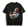 Funny Coffee Monkey Bathing Graphic Casual T-Shirt Pure Cotton T-shirt
