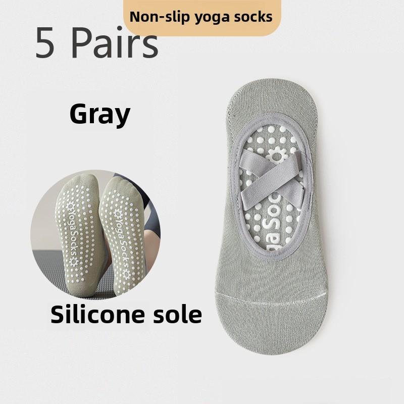 5 Pairs of Female Spring and Autumn Sports Silicone Non Slip Indoor Fitness Pilates Professional Yoga Boat Socks