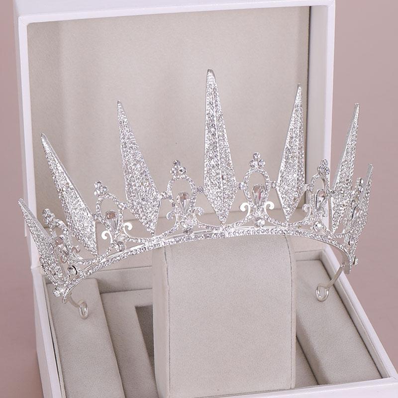 Trendy Silber Farbe Diademe Kristall Strass Kronen Königin Tiaras Und Kronen Hochzeit Haar Zubehör Prinzessin Frauen Schmuck