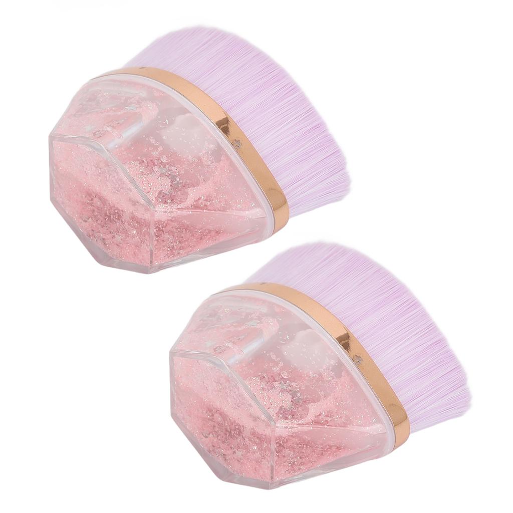 2 Pcs  Makeup Brush Purple Flat Top Rhombus Makeup Brush with Storage Box