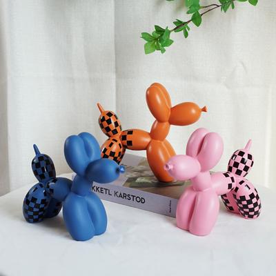 Minimalist Plaid Balloon Dog Ornaments Home Tabletop Living Room TV Cabinet Soft Decoration Resin Craft Decorations