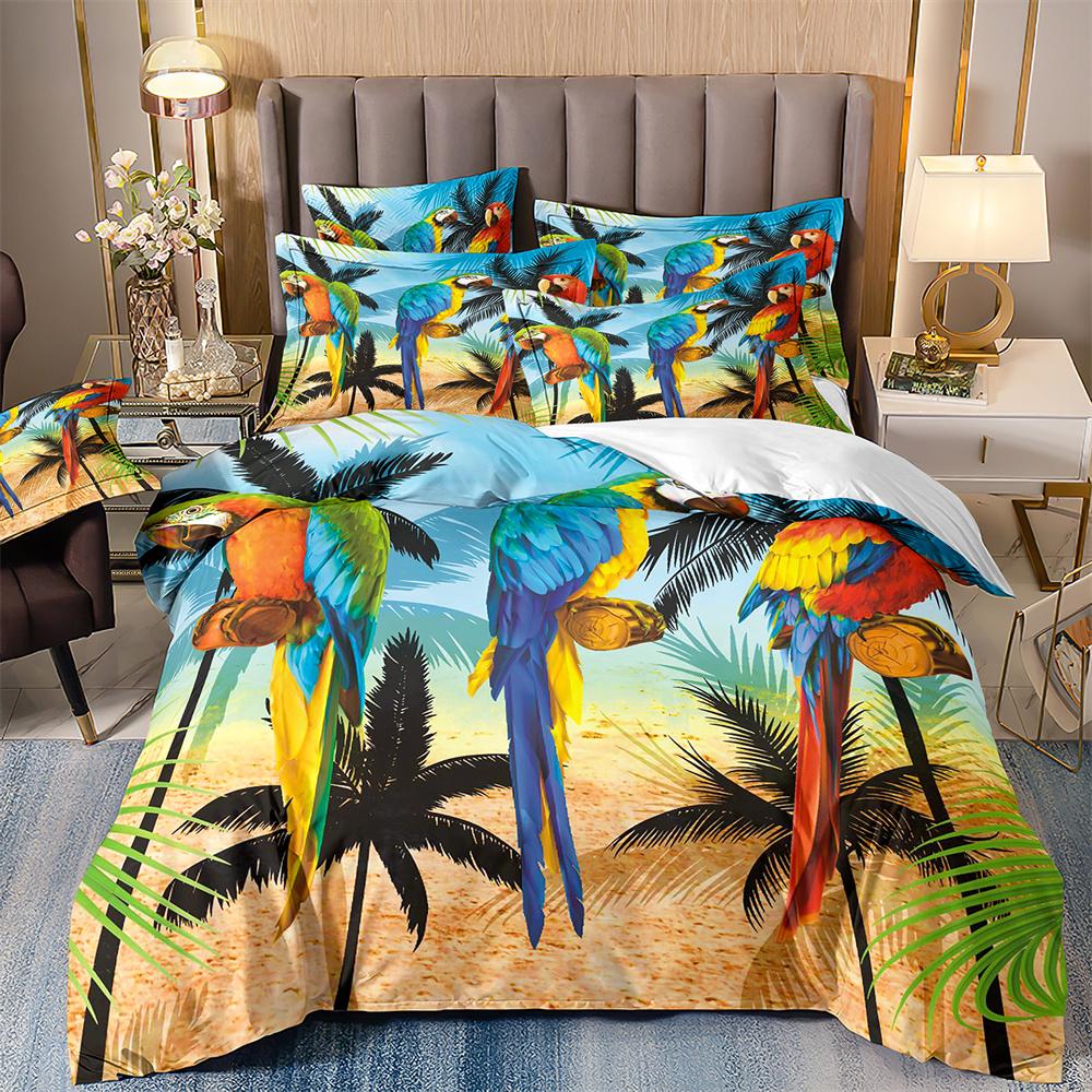 Double Duvet Cover And Pillowcases For Girls,Flamingo And Parrot Bedding,Bird Flowers And Trees Print,Dropship Wholesale,200x200