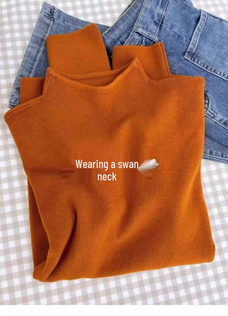 Soft Half-High Neck Sweater: Versatile Long Sleeve Knit Pullover for Early Spring, Autumn, and Winter