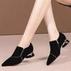 Sexy Wildleder Spitz Frauen Mid Heels Schuhe Marke Chunky Elegante Schuhe 2025 Trend Herbst Fad Party Pumps Kleid Chaussures Femme