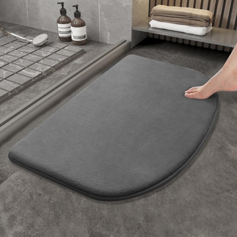 Half Circle Floor Mat Absorbent Quick-drying Non-slip Bathroom Door Mat For Bedroom Toilet Kitchen