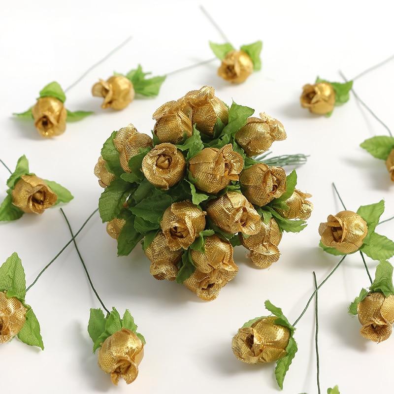 12/36/72/144PCS Rose Artificial Flowers Bouquet Fake Flowers for Home Decor Christmas Party Wedding Decoration Wreath Accessory