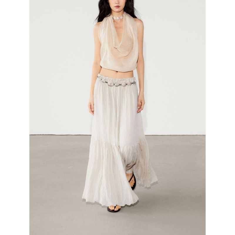 Za2024 Summer New Product Women's Clothes Romantic Wind-Clear Cold Pleated Midi Skirt 05236623 712