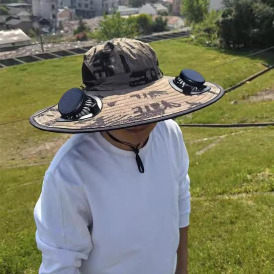 Solar Fan Hat with Dual Rechargeable Fans Design Wear-Resistant Sun Protection