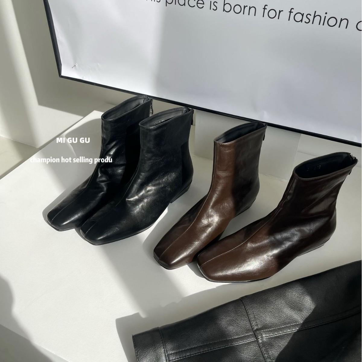 

2025 winter new round head rear zipper soft sole fashion versatile Chelsea Martin women s short boots 39 чёрный