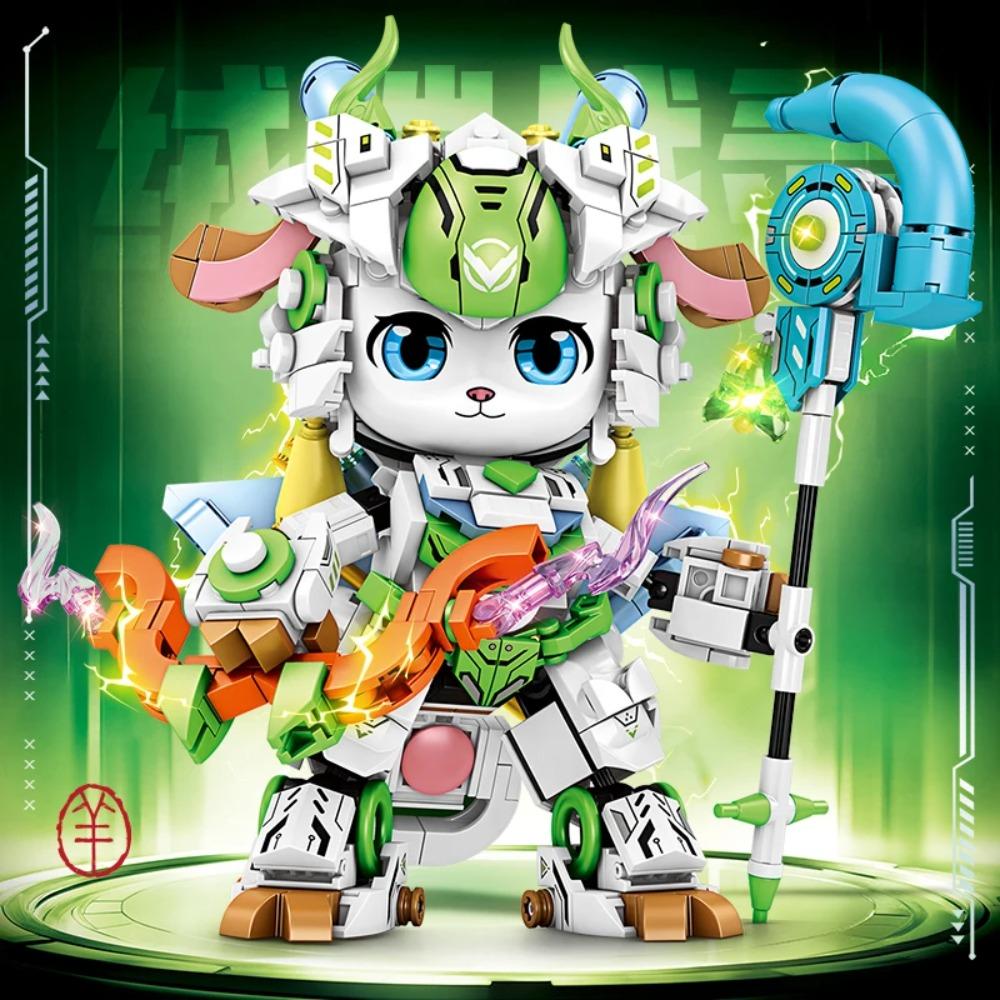 2025 Mechanický set stavebnic Panda a Zvěrokruh ve stylu Kung Fu 12 v 1, Kloubový model zvířete Hračky pro chlapce Narozeninové dárky
