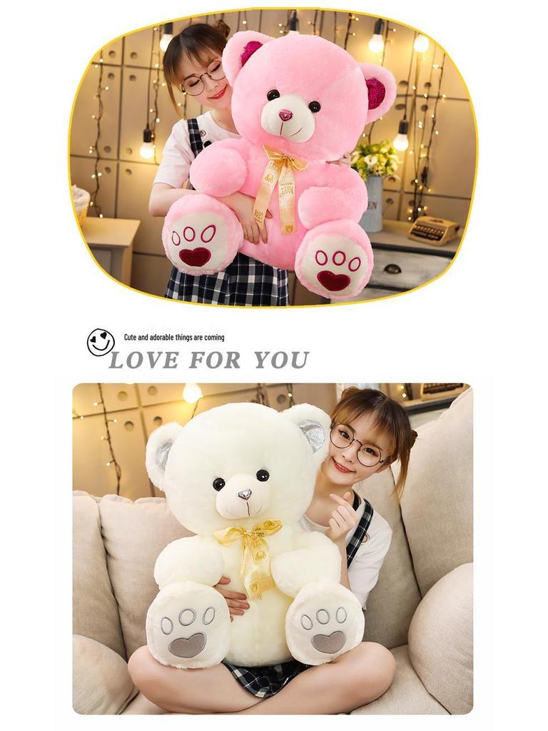 Pink Girly Heart Bear Plush Toy - Soft, Cute Teddy Bear Rag Doll Gift for Girls' Birthdays
