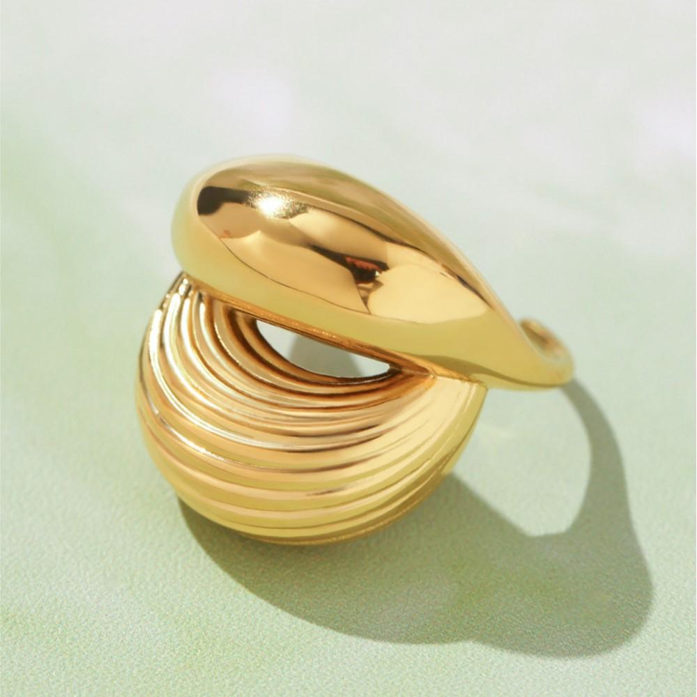 Two Layer Chunky Rings In Stainless Steel With 18k Gold Plated Waterproof Non Tarnish Open Ring For Women