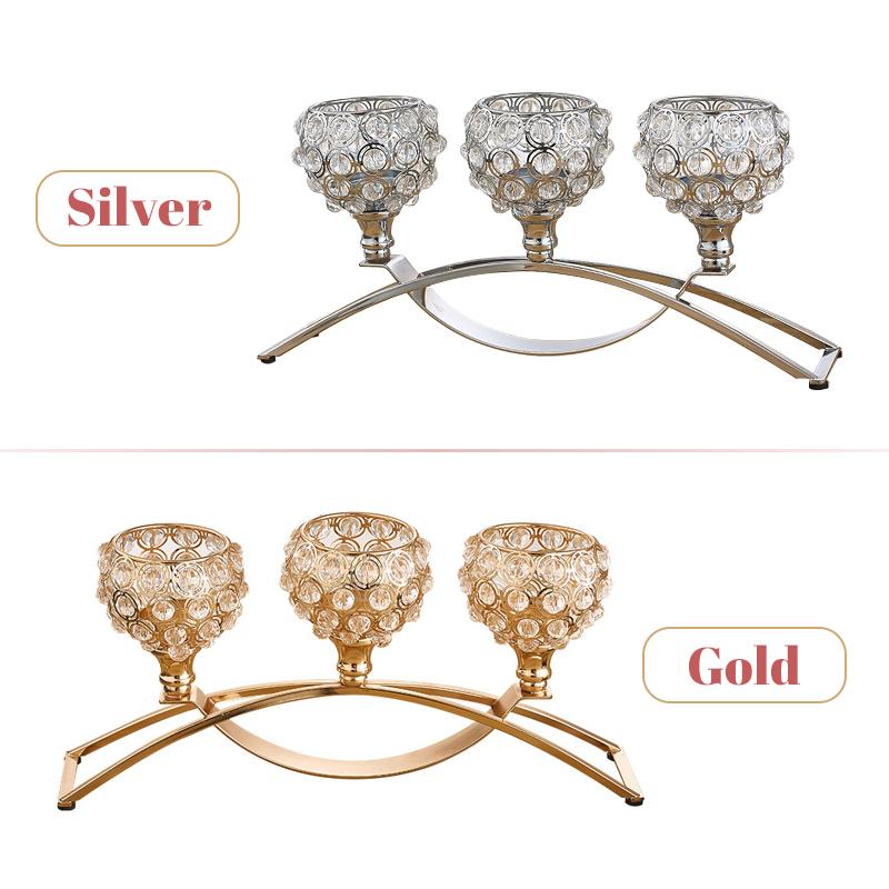 3 Arms Crystal Candelabra Candle Holders Metal Candlesticks For Home Dinning Table Centerpieces Candelabrum Home Decor Crafts