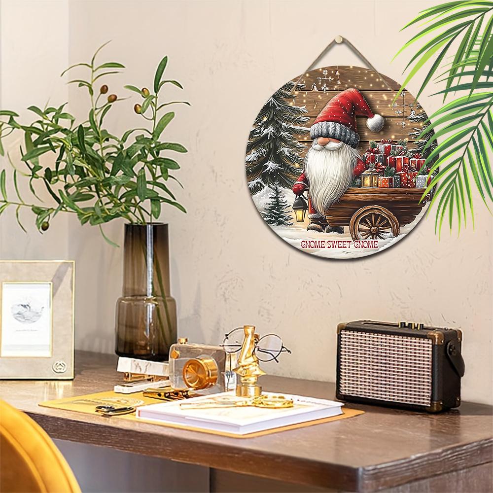 Christmas Decoration Sign,indoor Hanging decorations,2D Flat Wooden Products with Christmas Dwarf pattern,Christmas Gifts for Friends and Family