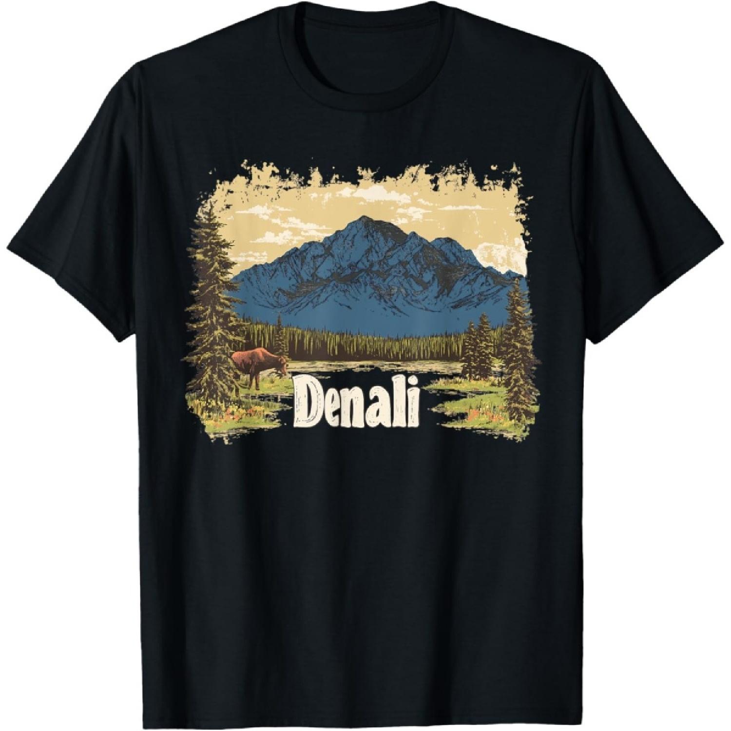 Vintage Mt Denali-National Park Alaska Mountain T-Shirt S