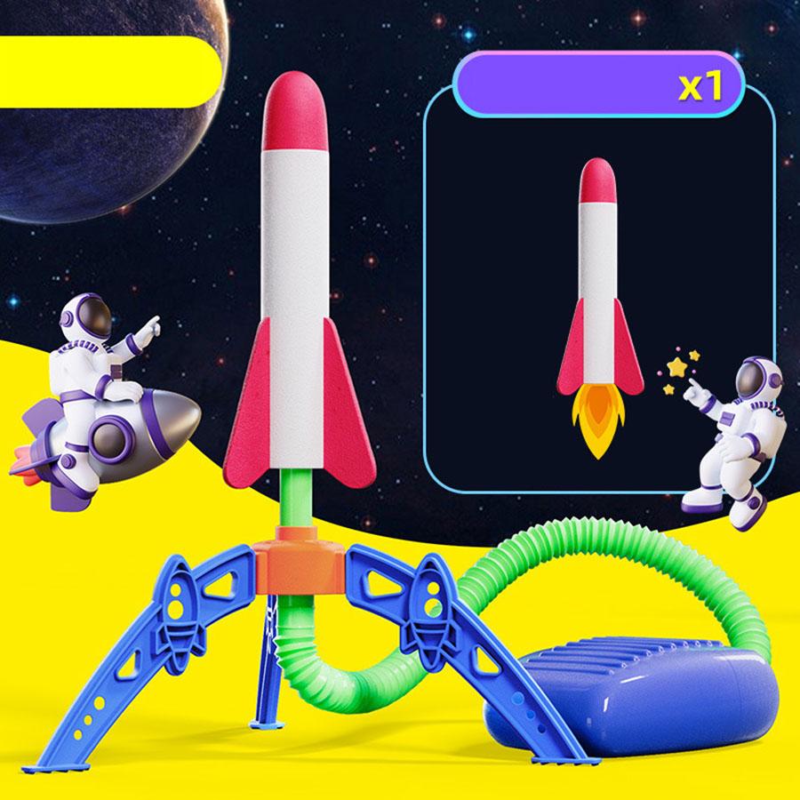Childrens Air Rocket Foot Pump Launcher Flying Toys Game Set Jump Practice Hands- Judgment Ability Accessories Random