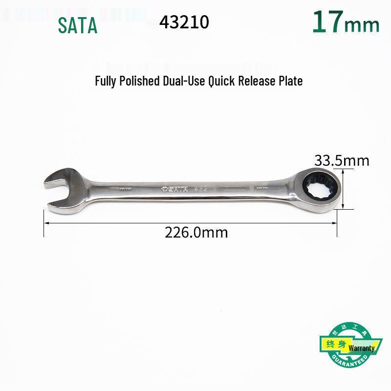 SATA Fully Polished Dual-End Ratcheting Wrench Set (43201-43227)