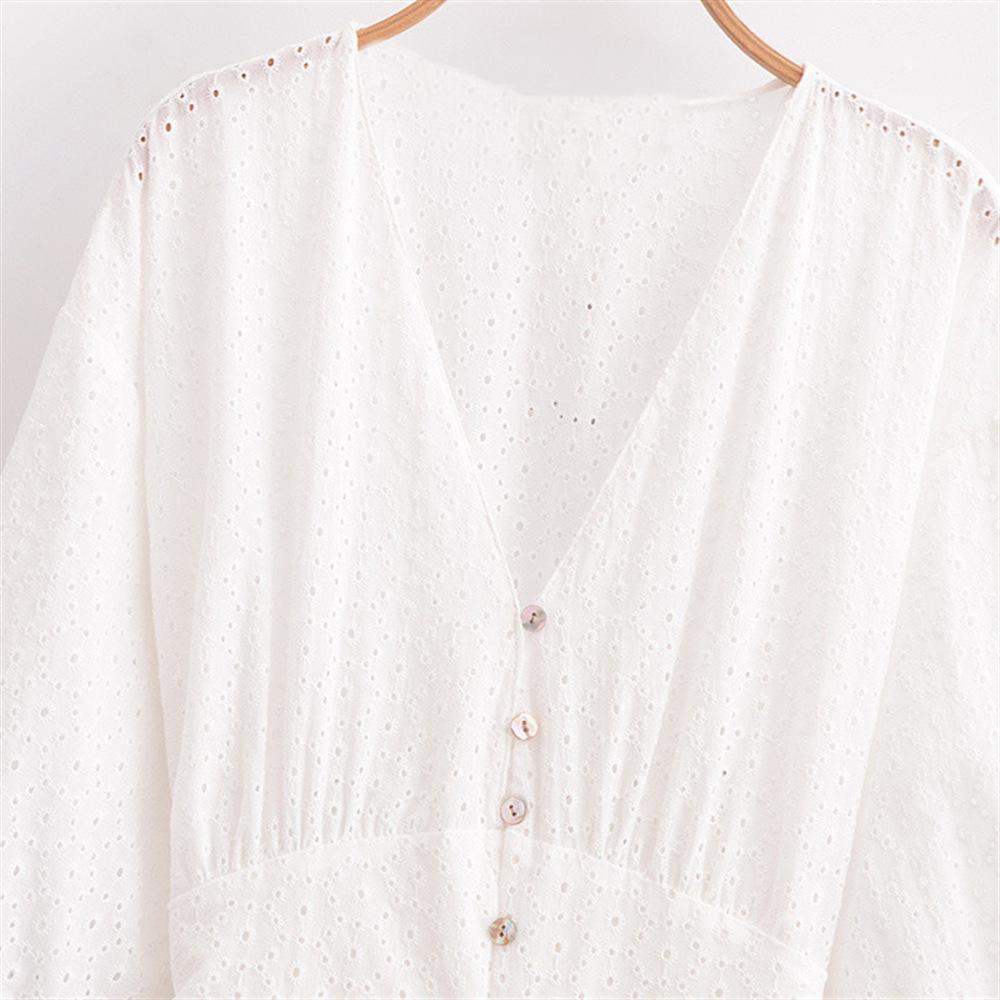 2025 Spring/Summer Women's Slim V-Neck Embroidered Dress