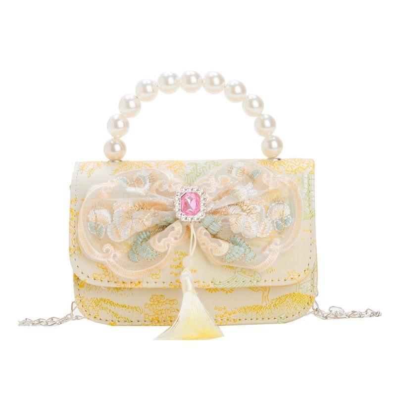 And Versatile Elegant Childrens Handbag With Chic Chain Detail And Charming Scenery Print