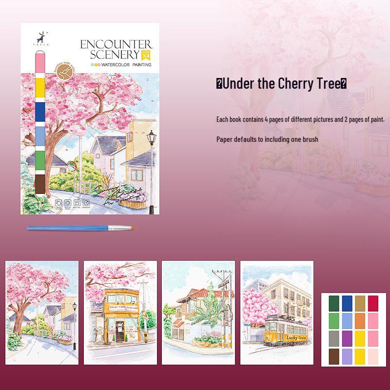 Kreatives Aquarell-Doodle- und Malbuch mit Aquarellpapier