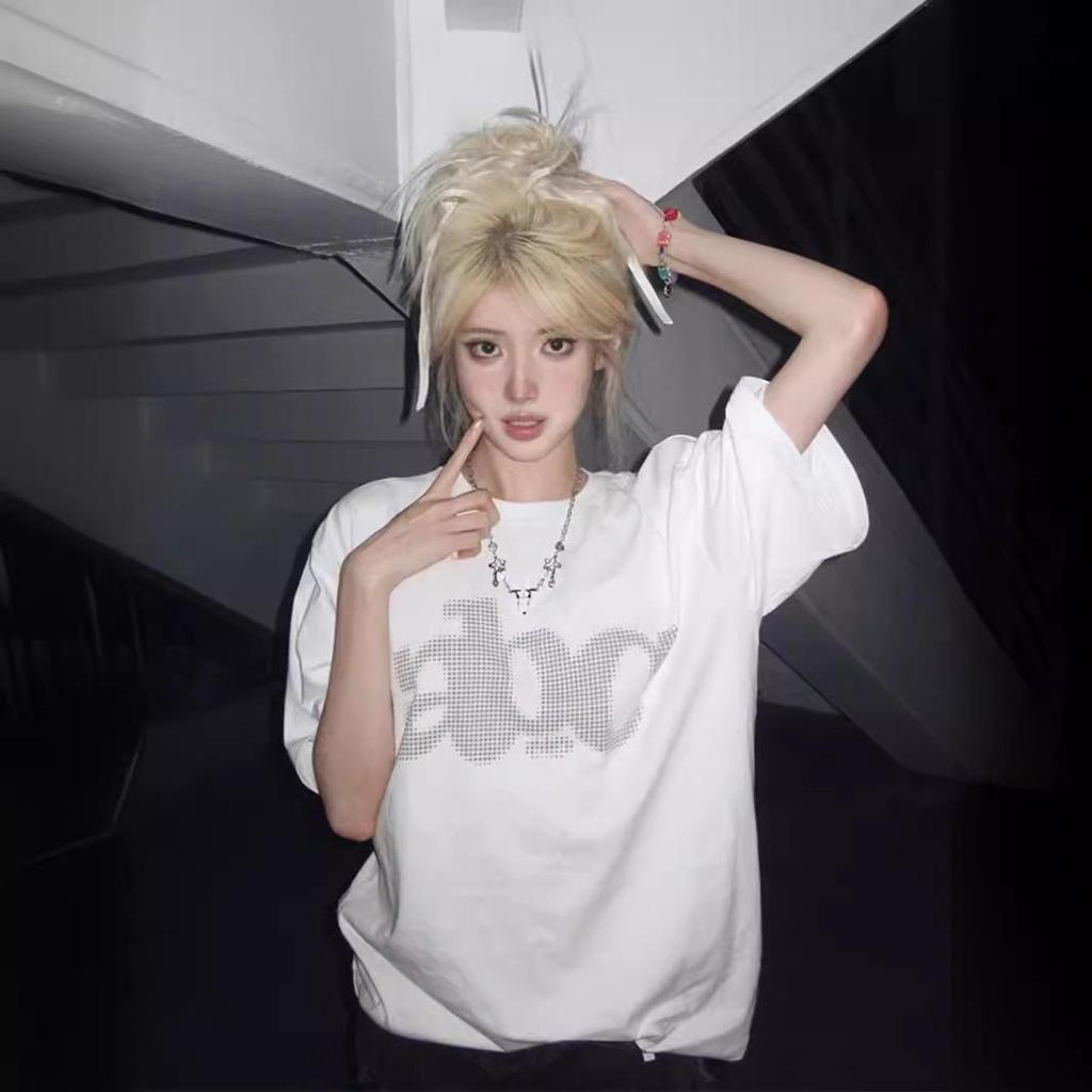 Plus Size Women's White Letter Print Short-Sleeve T-Shirt - Trendy Summer Casual Top