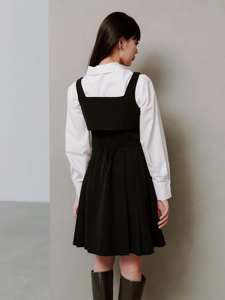 Pleated Mini Jumper Skirt SWFO254182BLK1