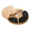 Bamboo Cheese Board Platter and Knife Set Serving Tray for Wine Server black