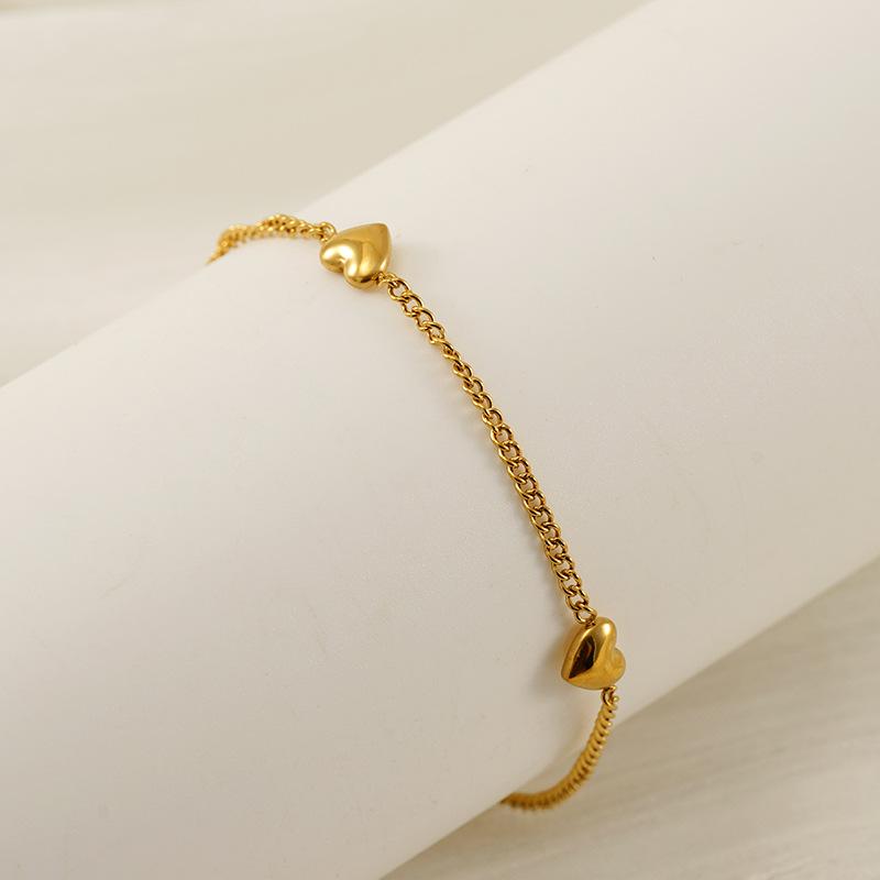 Korean Niche Design Peach Heart Necklace Stainless Steel Versatile Women's Love Bracelet Jewelry