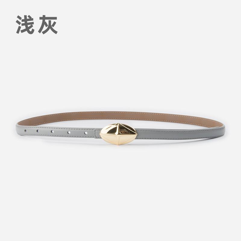 Leather Women'S Fine Belt Cowhide Retro Women'S Simple Hong Kong Style Premium Black Women'S Belt