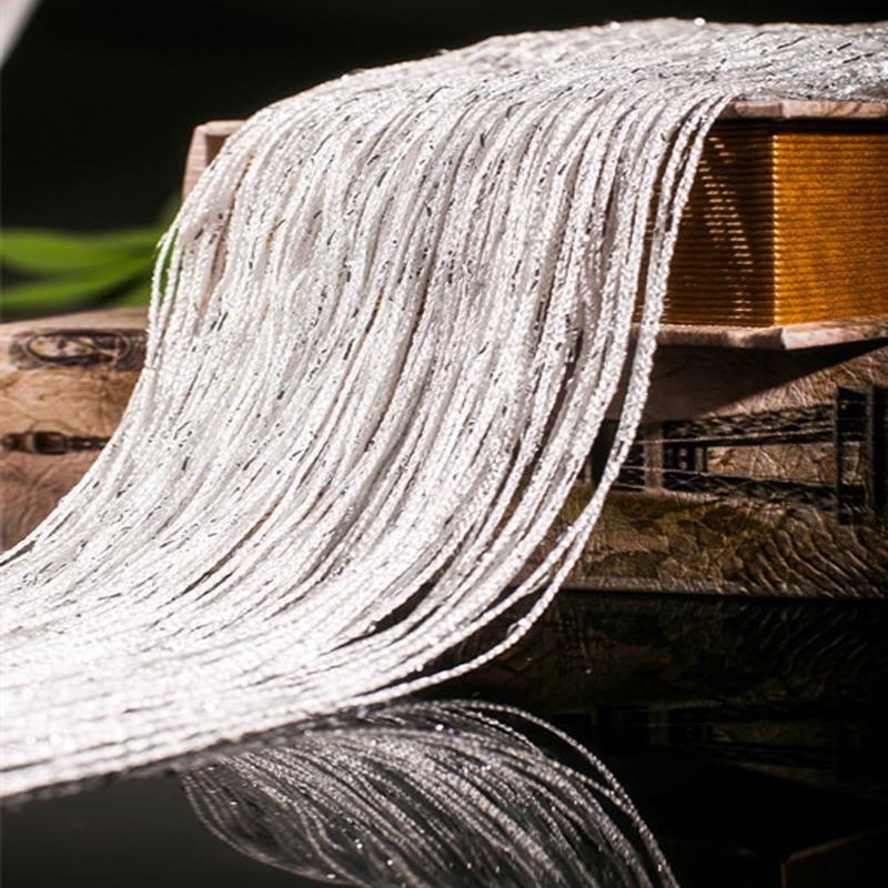 100x200cm Romantic Decoration Curtains Shiny Silvery Line String Tassel Sheer Curtain for Home Living Room Bedroom,1PC