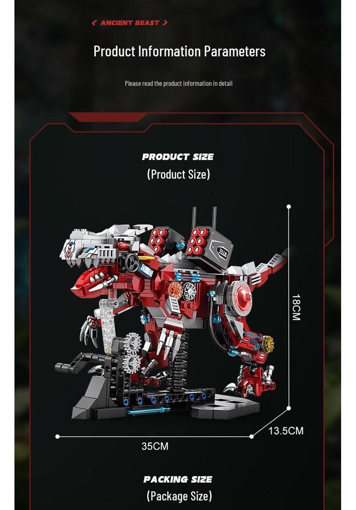 Electric Tyrannosaurus Rex Mechanical Dinosaur Building Blocks - Educational Toy for Boys