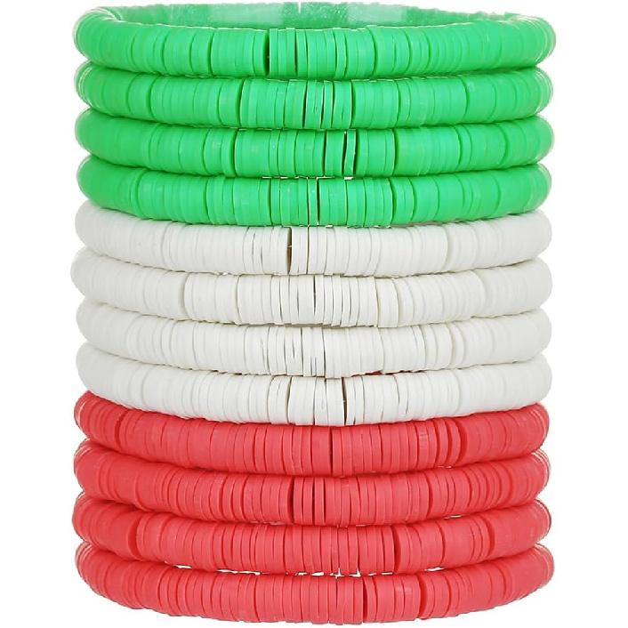 12pcs Friendship Bracelets Beaded Bracelets Heishi Bracelet Cute Bracelets Stack Vinyl Clay Disc Bead Surfer Stretch Summer Beach Bracelets For Women