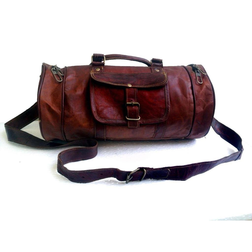 Bag Leather Duffle Travel Men Luggage Gym Vintage Genuine Weekend Overnight New