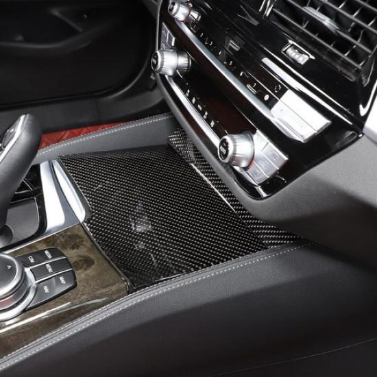 Carbon Fiber Center Console Storage Box Cover Trim For BMW 5 Series G30 18-22