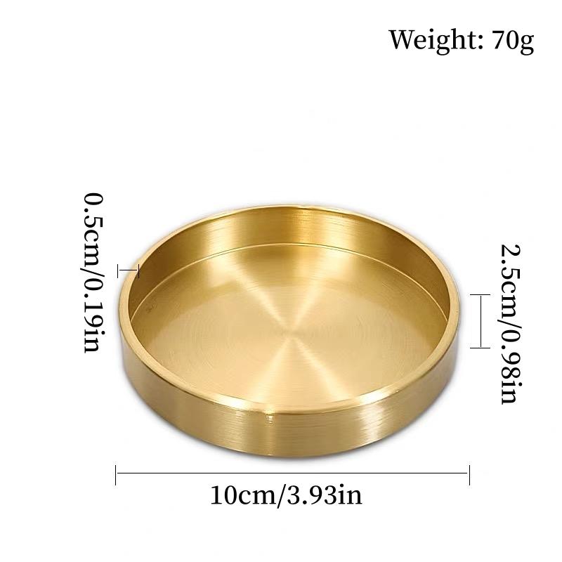 Multiple Sizes Polishing Brushed Texture Circle Shape Tray,Brass Tea Disc Home Cheese Food Plate,Snack Disc Table Decoration
