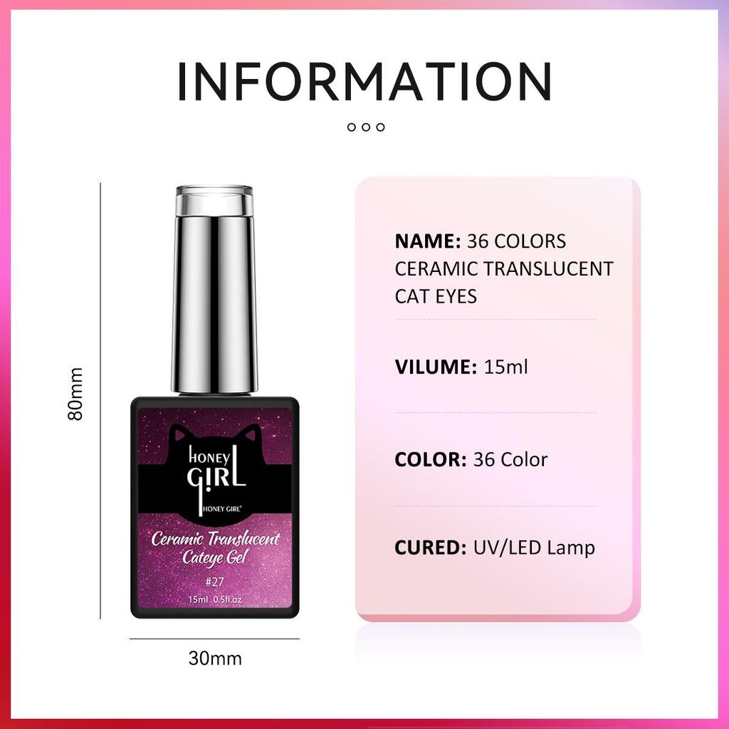 Dopamine 36-Color Dreamy Blooming Cat Eye Gel: Long-lasting, Peelable, No-Bake Magnetic Nail Gel