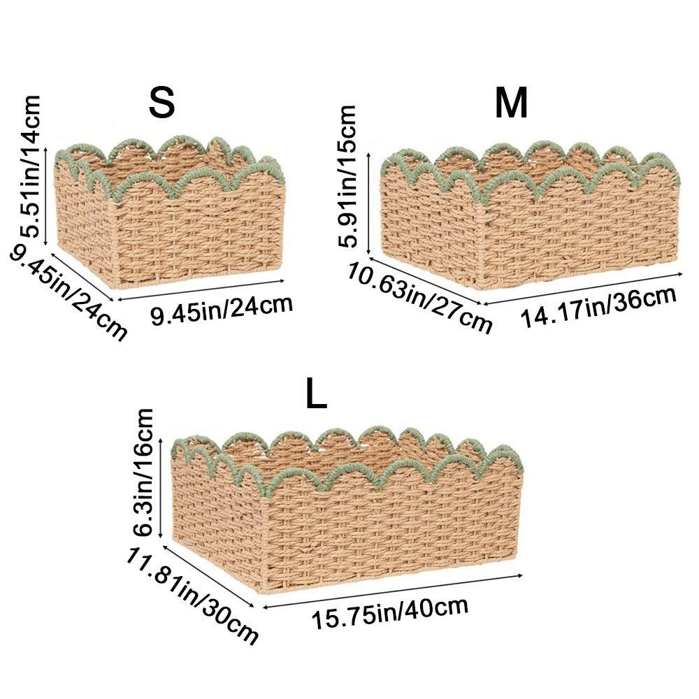 Rectangular Imitation Rattan Storage Basket Large Capacity Cosmetic Storage Box  for Living Room