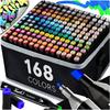 Alcohol Markers Viltstiften Markers Pennen Dubbelzijdige Set 168 Stuks + Tas