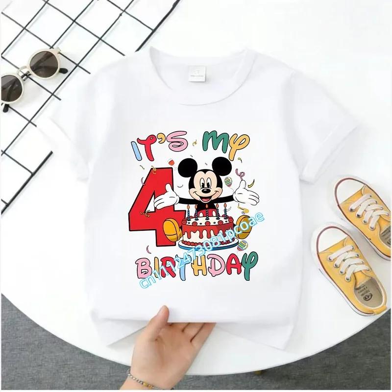 Minnie Mouse  Tshirt Kids Number Tshirts Cute Cartoon Base Tee White Pink Summer Soft ShortSleeve Clothes Birthday Gift