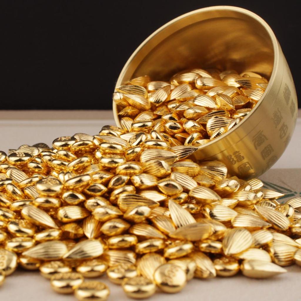 Gold Sand Alloy Ingot Basin Ornament for Wealth Attraction & Home Gifts