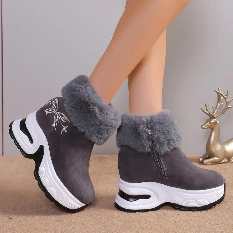 Fashion Winter Women Boots Thick Bottom Ankle Boots 2024 New Warm and Comfortable Snow Boots for Women Plush Fashionable Ladies Shoes