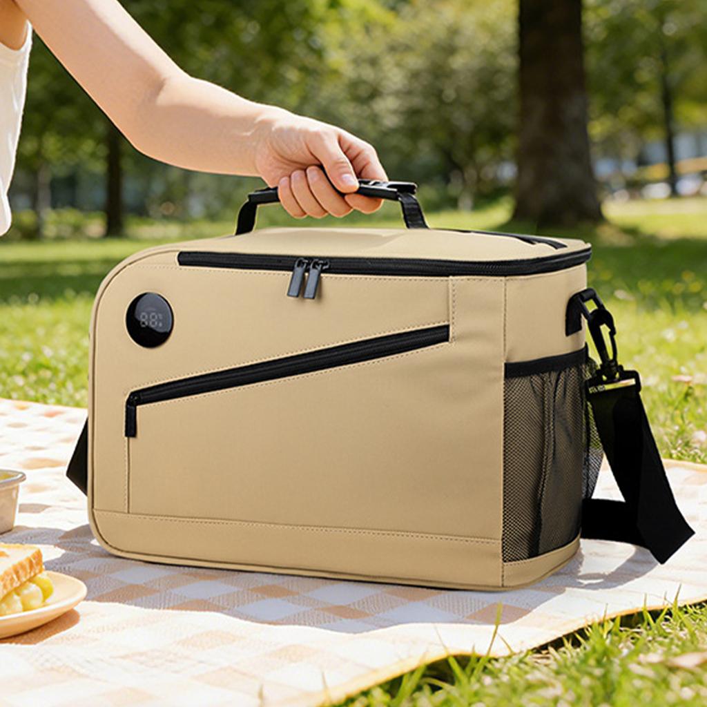 Cooler Bag with Temperature Display Large Lunch Tote with Shoulder Strap Portable Travel Cooler Bags for Women Men Work Picnic
