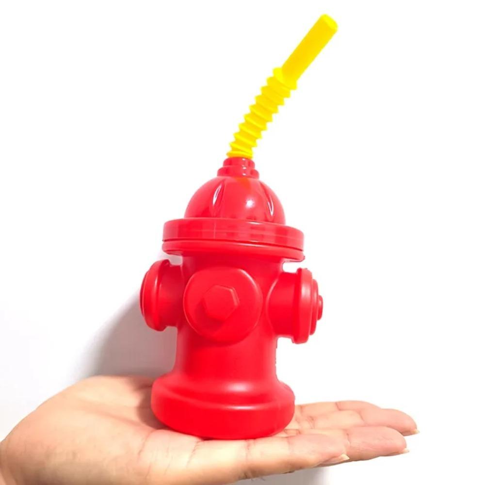 Red Fire Hydrant Water Cup Novelty Party Supplies Creative Fire Hydrant Straw Cup  Boys