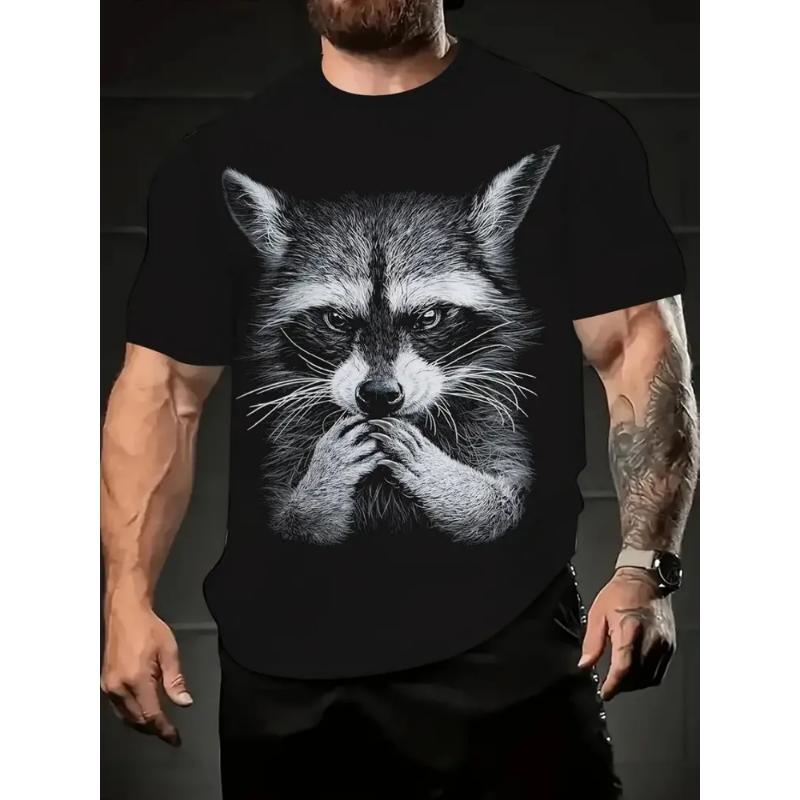 Fashion Men's Crew Neck Short Sleeve 3D Animal Color Printing Animal Short Sleeve Crew Neck T-Shirt
