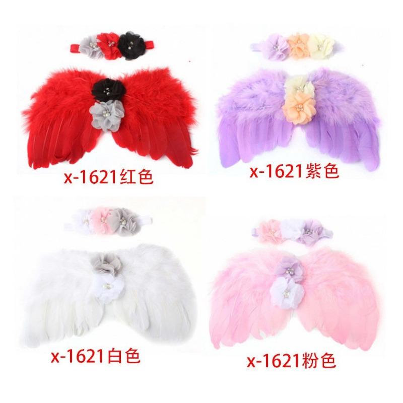 New Baby Angel Wing Set, Children's Photo Props, Wing Headband, Feather Rhinestone Set.