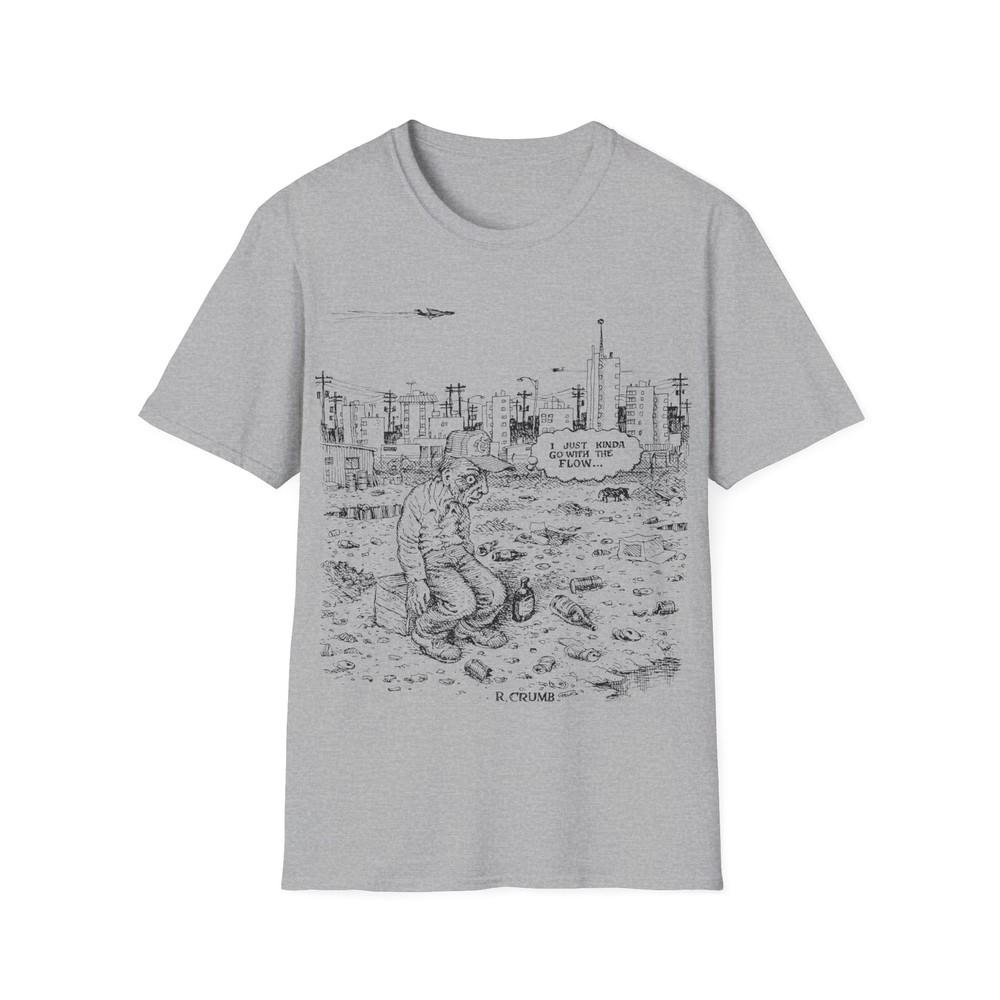 

r. crumb i just kinda go with the flow black and white tshirt Unisex T-Shirt XXXL