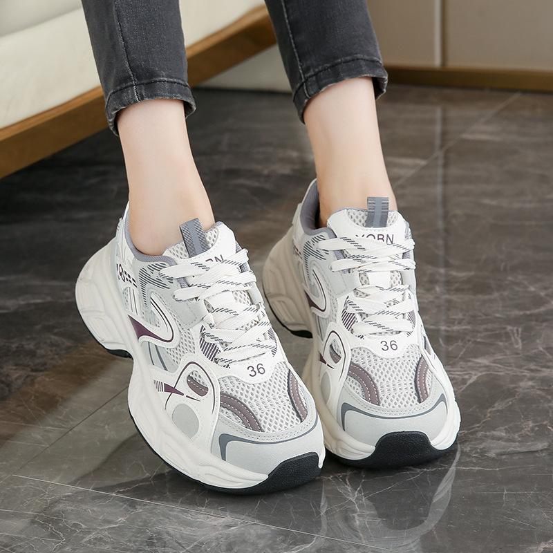 Invisible thick-soled inner heightening dad shoes women's autumn 2025 new breathable small 7cm shit-stepping sneakers