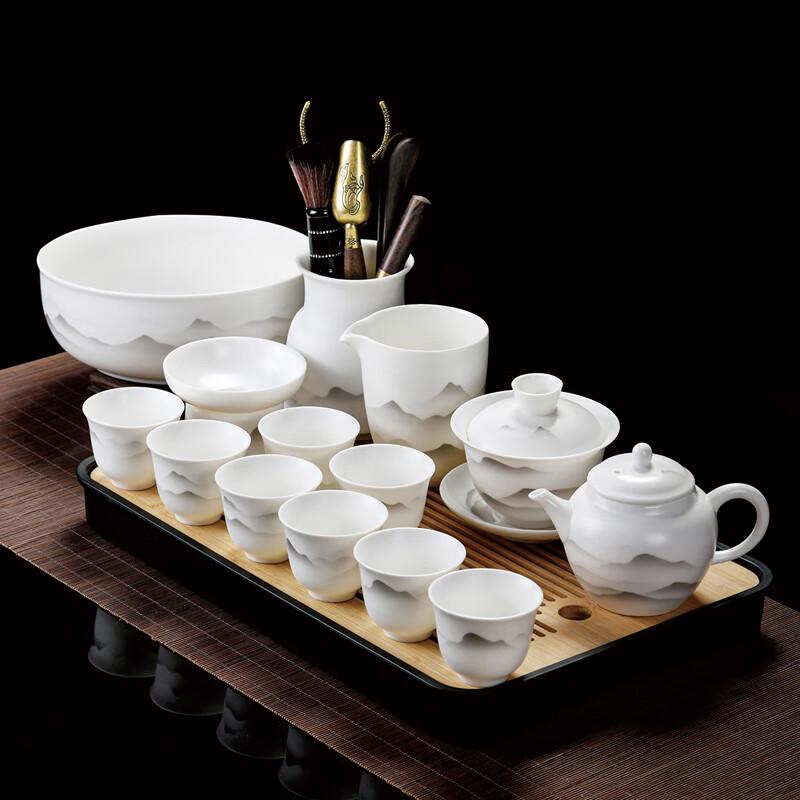 Lainuo Matte Ink Landscape Jade Porcelain Tea Set