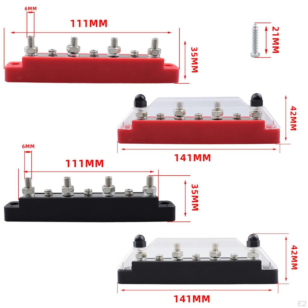 Power Distribution Block, 150 Amp, with Cover 3 Terminal Screws Durable Replace Parts,