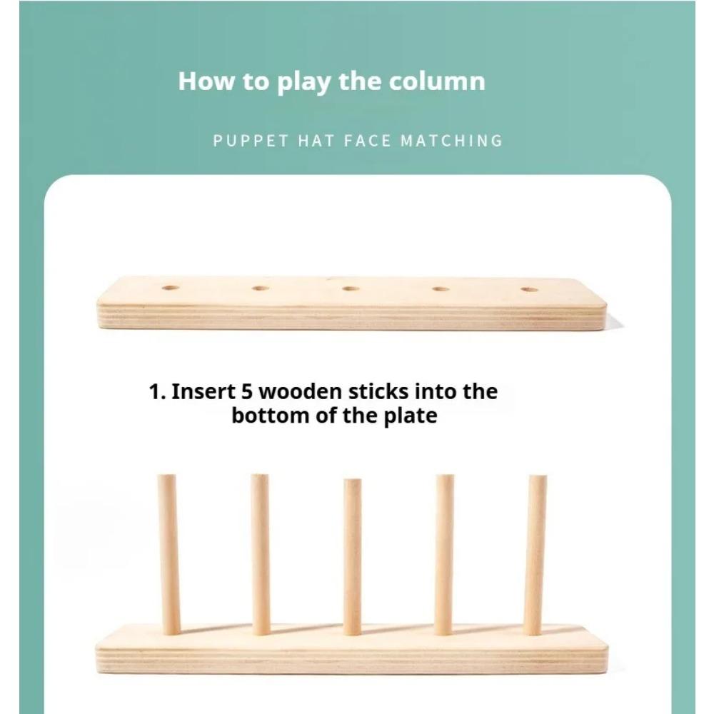 Color Sorting Toys Montessoris Wooden Early Learning Toys Fine Motor Skills Puppet Hat Face Match Creative Stacking Toys for Kid